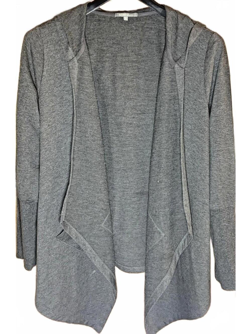 RETRO-OLOGY Active Gray Knit Open Front Long Duster Cardigan Plus Size XL